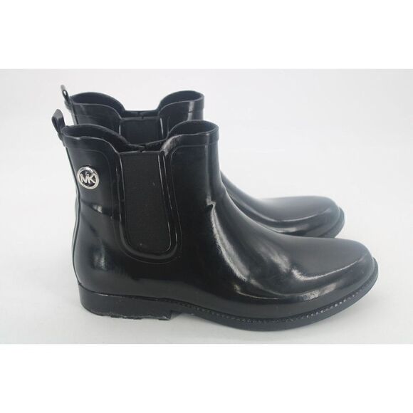 Michael Kors Women's Black Short Rubber Rain Boot Chelsea Ankle Size 10 M - Picture 5 of 12